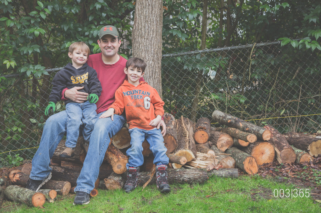 my sweet 'devitt mens' helped daddy collect wood to burn in the fireplace.  