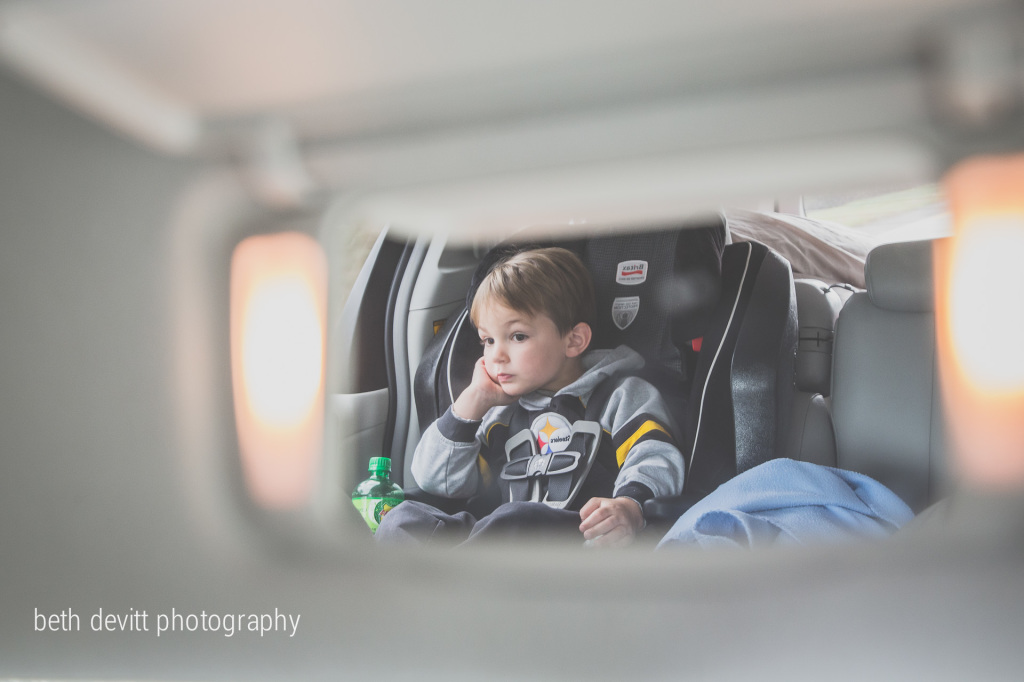 we typically drive through the night, but the winter storm that hit charlotte altered our plans.  we decided to drive through the day to let the ice melt before we arrived home.  the boys were grateful for a stack of movies to watch throughout the ride.