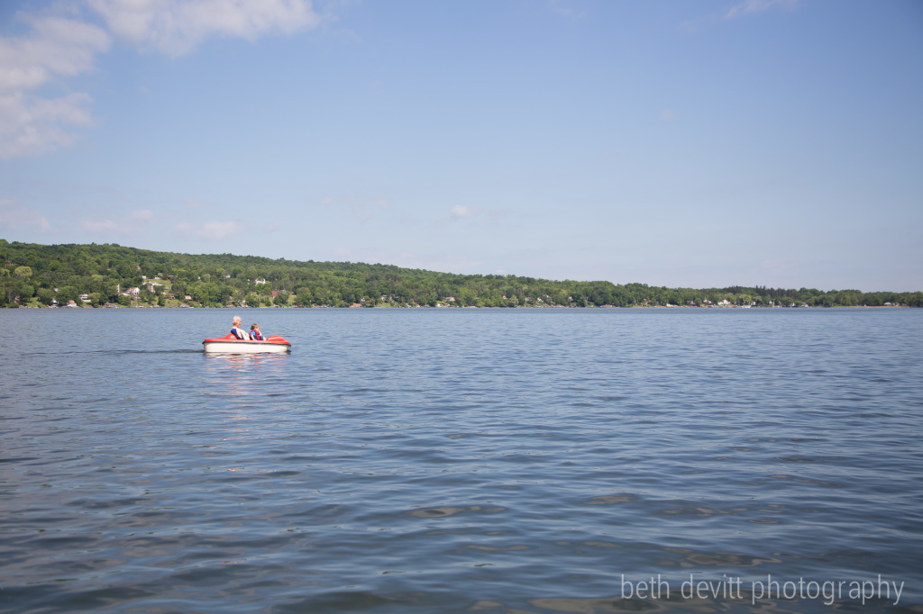 grandma and gray paddling on the lake.  this completely made gray's day.  