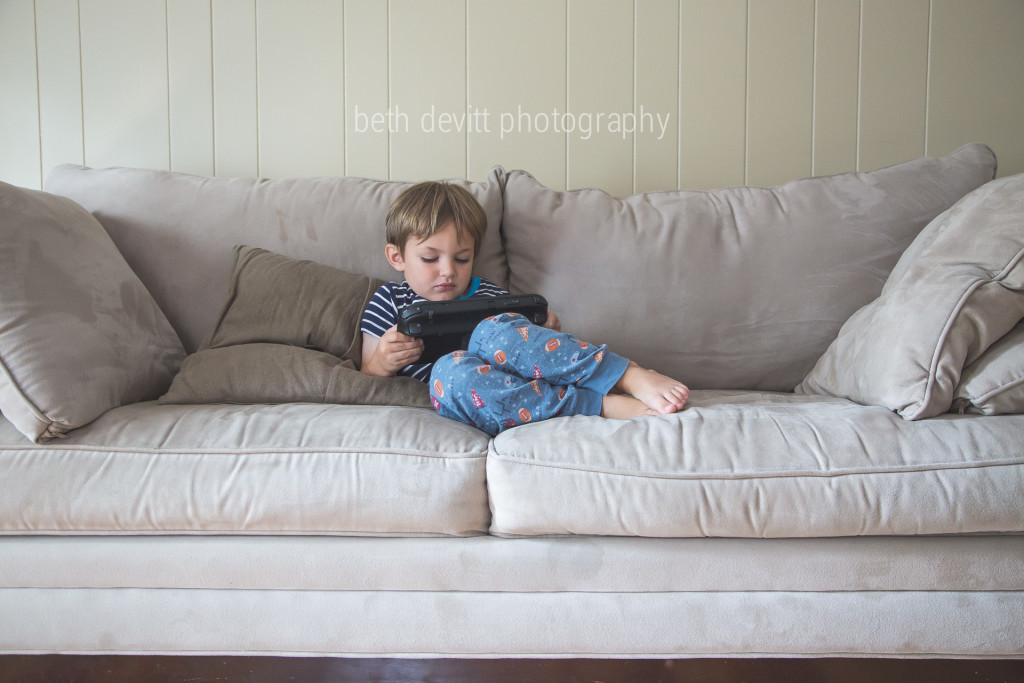 sometimes, after returning home from vacation, you just need to stay in your jammies, snuggle on the couch and dominate super mario.  ;)